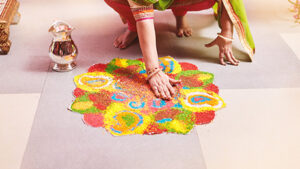 Floral & colored-sand rangoli