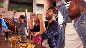 watch fifa with friends in a restaurant